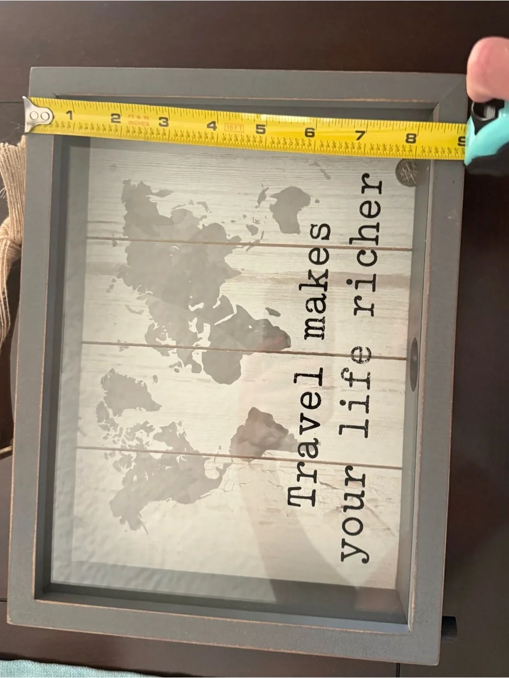 Gray Travel World Map Shadow Box Piggy Bank